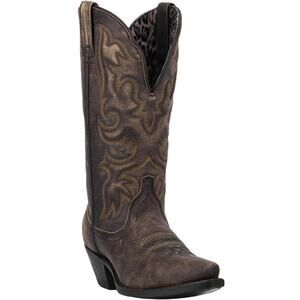 Laredo Womens Access Western Mid Calf Boots US 7 Wide Brown Leather EUC